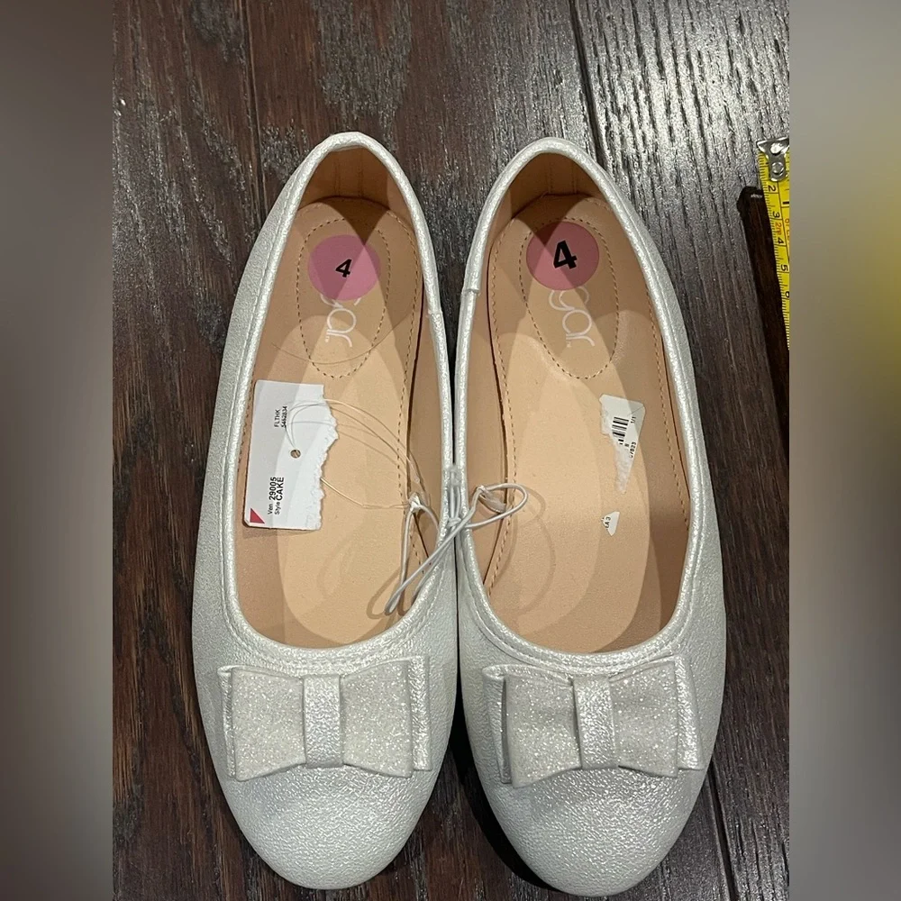 Sugar Girls White Sparkle Ballet Flats Communion Bridal Size 4 M NEW